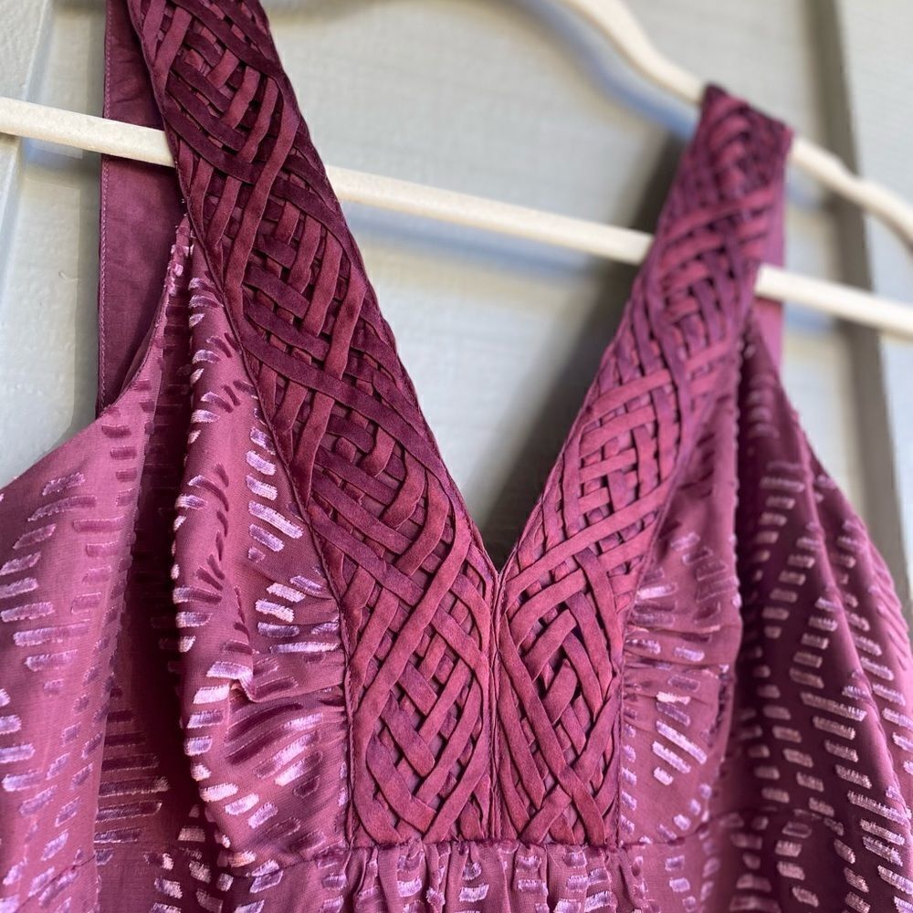 NWOT Beth Bowley for Anthropologie Velvet Burnout Print Silk Tank Dress Size: 6 - Picture 3 of 8